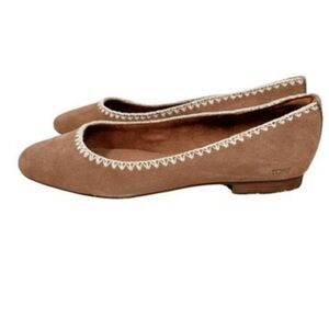 Toms Brown Suede Briella Ballet Flats Slip On Square Toe Shoes Womens Size 12